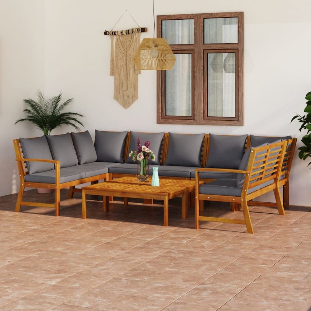 Garden Lounge Set Dark grey cushions. Picture 1