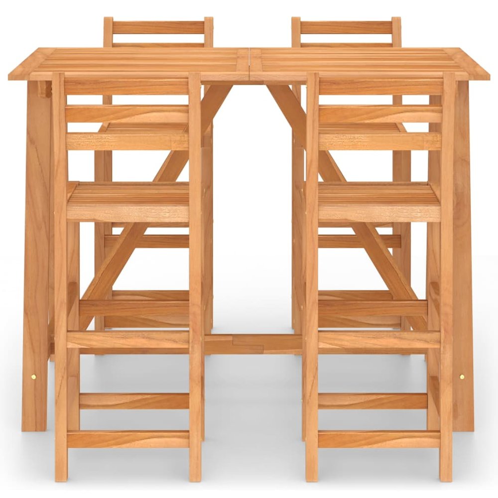 Outdoor Bar Set Natural wood Solid acacia wood Medium Footrest. Picture 3