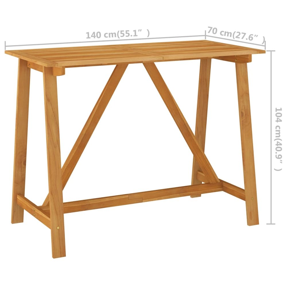 Outdoor Bar Set Natural wood Solid acacia wood Medium Footrest. Picture 12