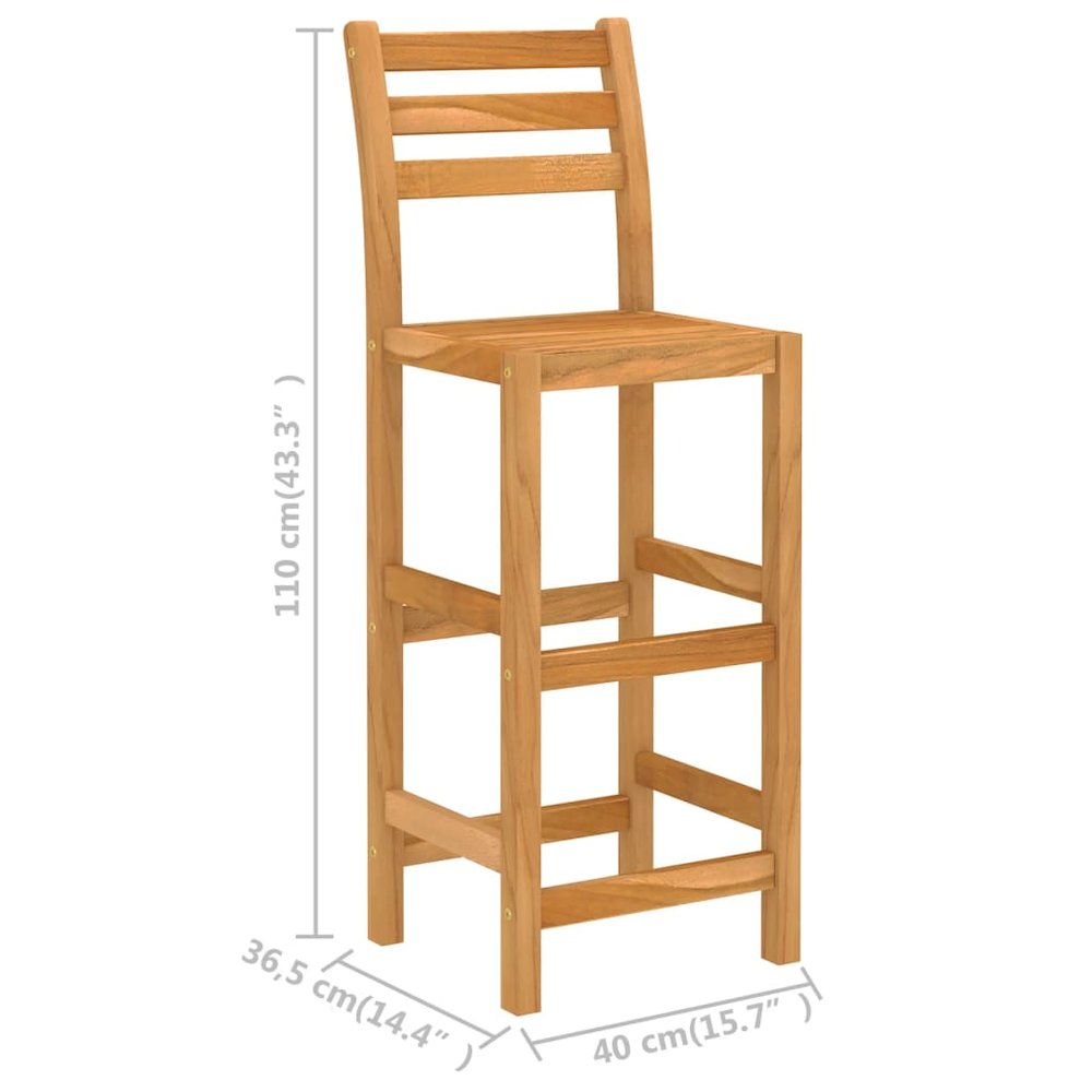 Outdoor Bar Set Natural wood Solid acacia wood Medium Footrest. Picture 11