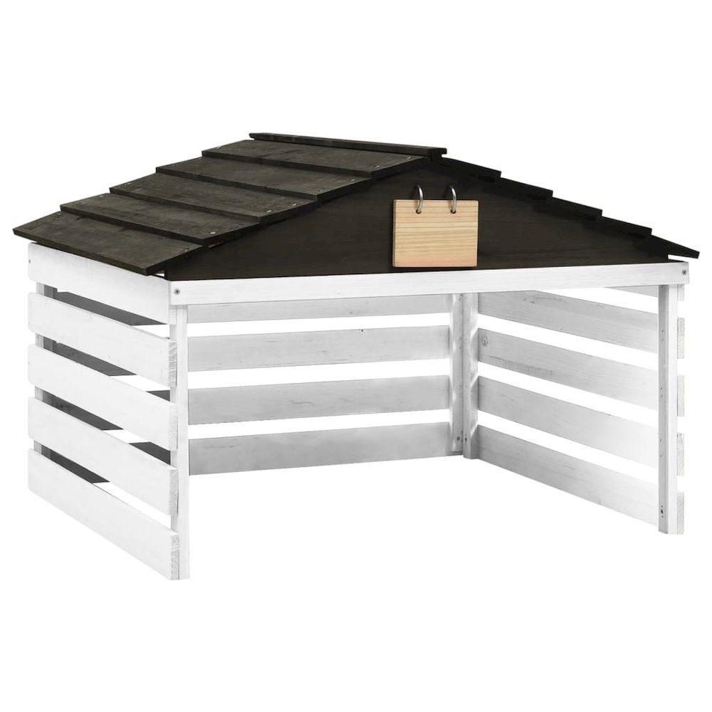 Lawn Mower Garage Black and White Solid Firwood 30.7x29.1x21.3 in. Picture 1