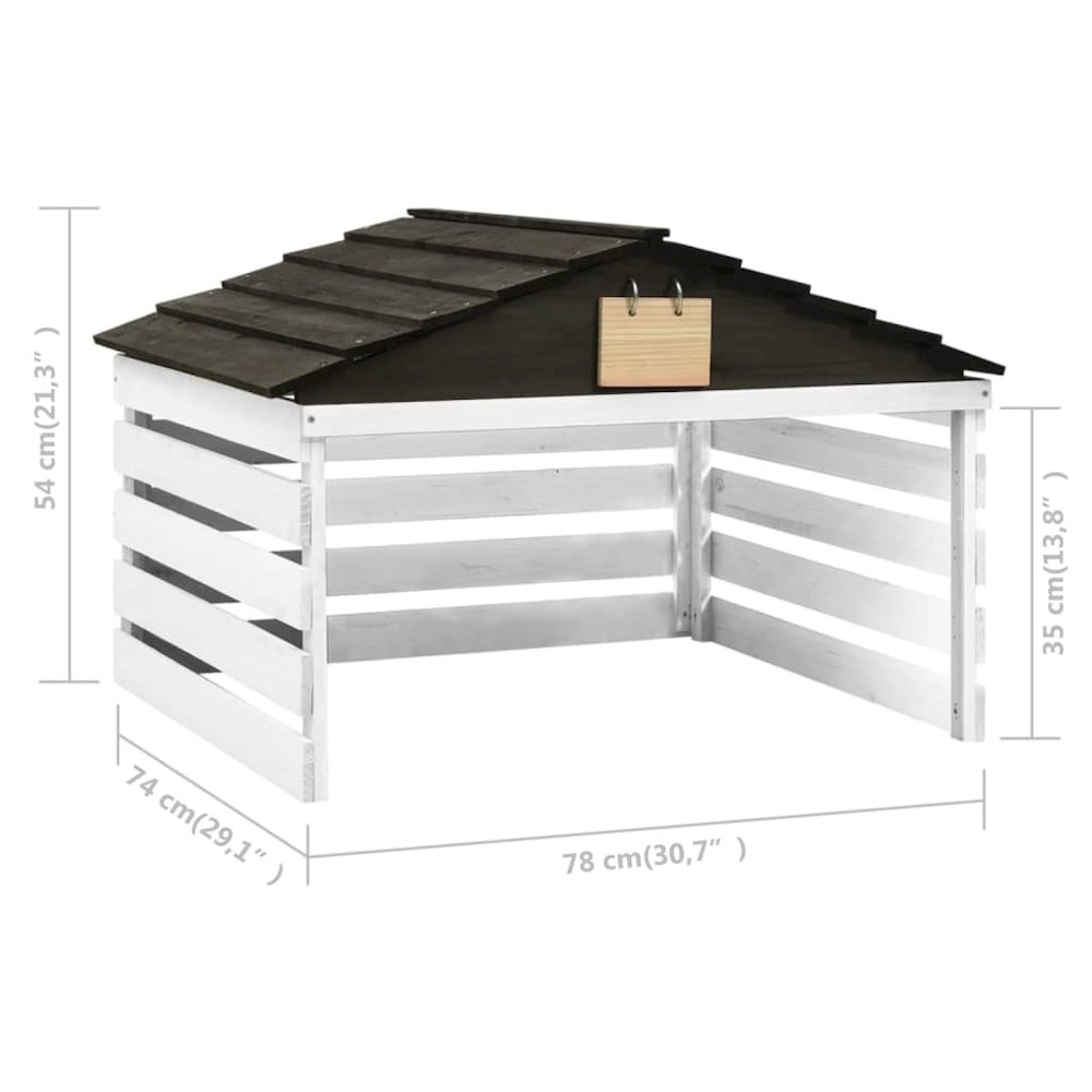 Lawn Mower Garage Black and White Solid Firwood 30.7x29.1x21.3 in. Picture 7