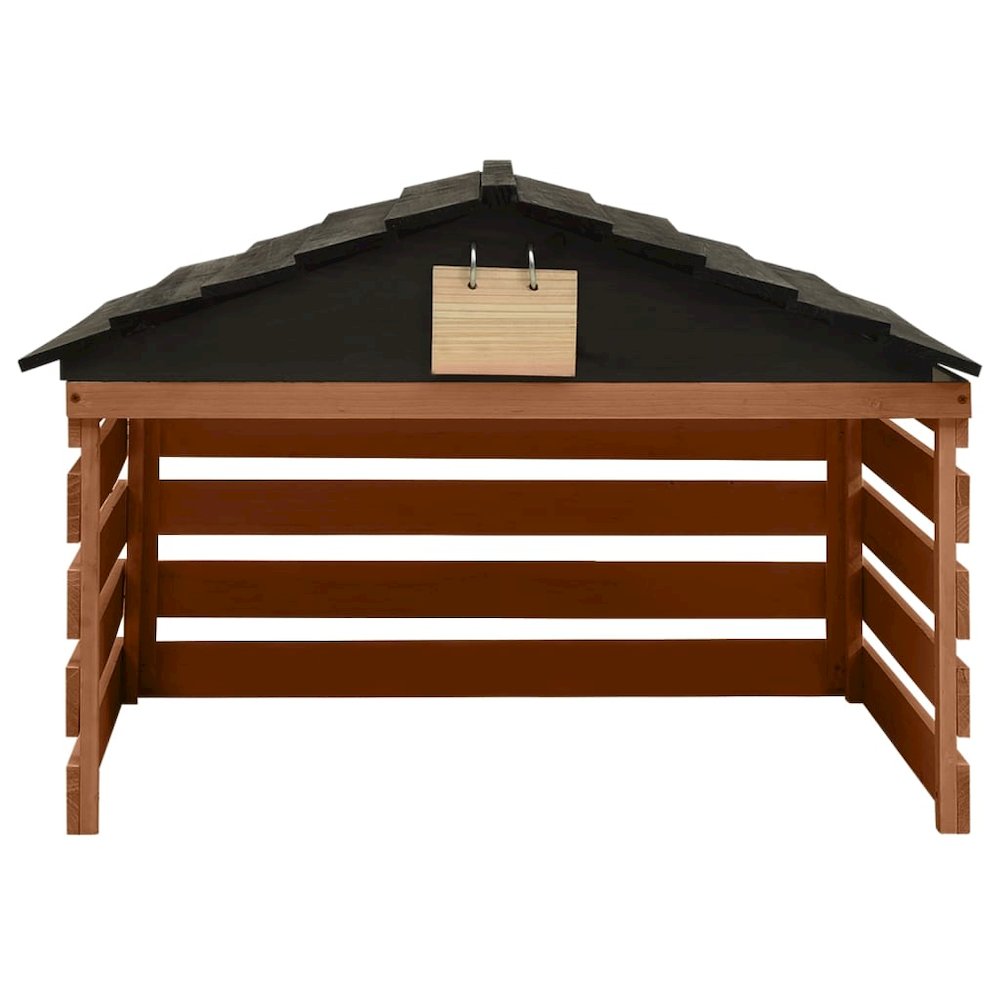 Lawn Mower Garage Black and Brown Solid Firwood Medium Sturdy. Picture 2