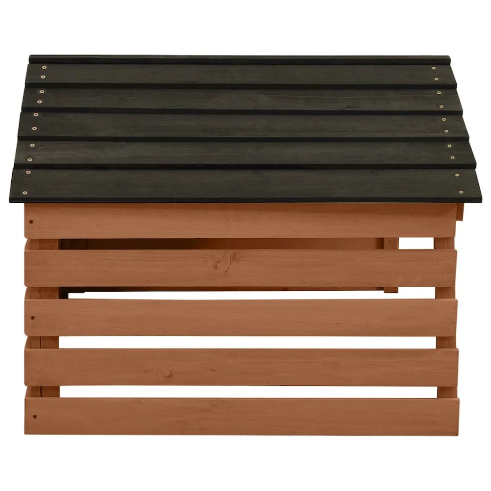 Lawn Mower Garage Black and Brown Solid Firwood Medium Sturdy. Picture 3