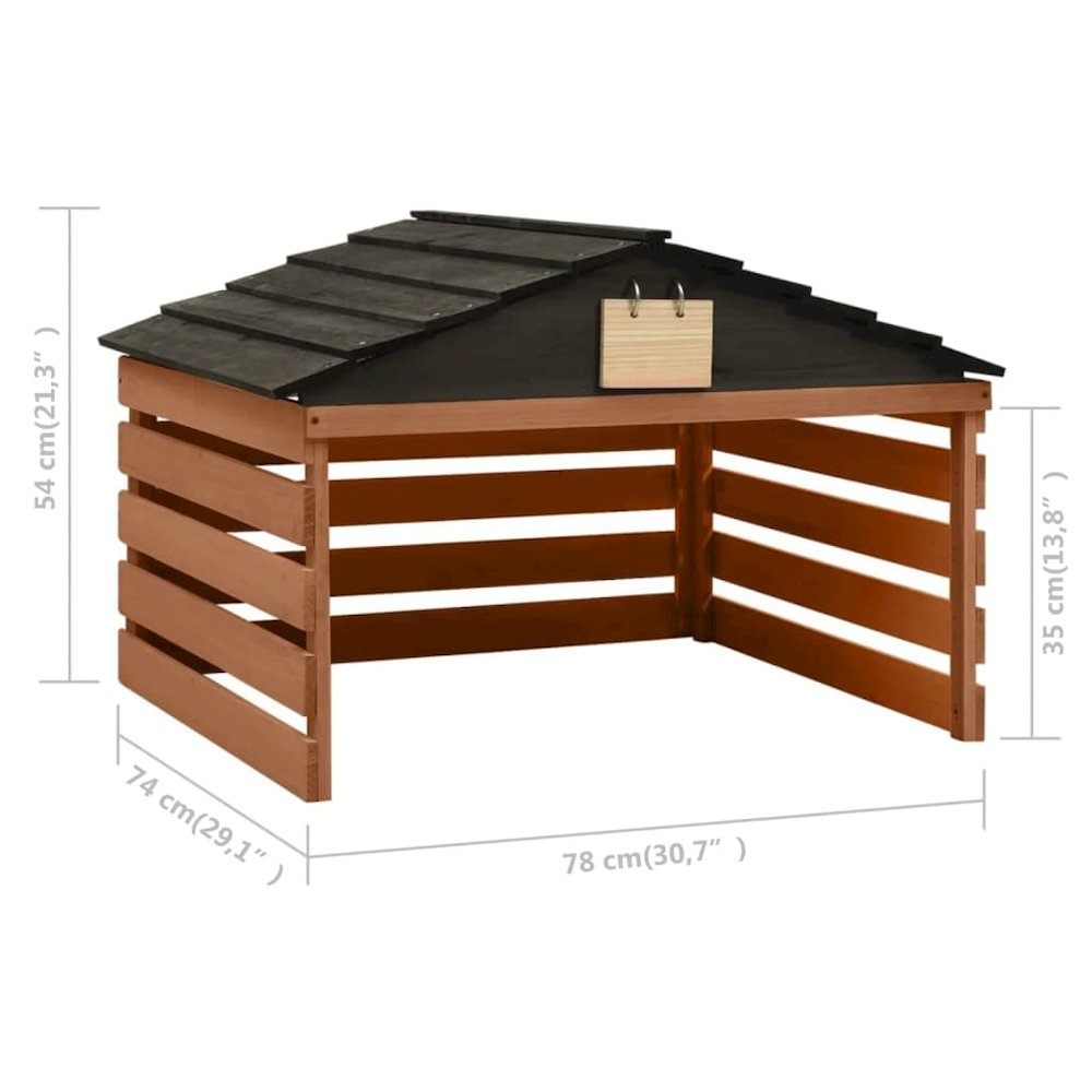 Lawn Mower Garage Black and Brown Solid Firwood Medium Sturdy. Picture 7