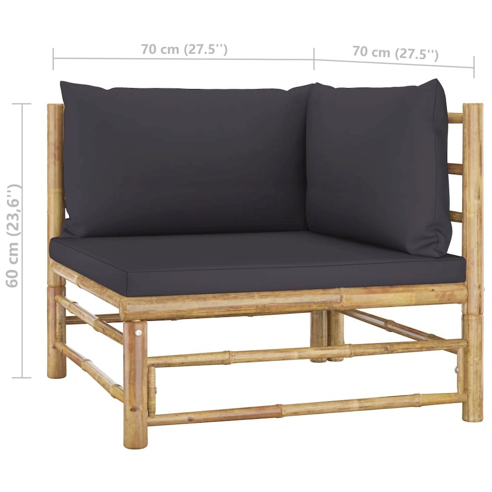 Garden Lounge Set Dark Grey, Bamboo Bamboo, Fabric (100% polyester). Picture 11