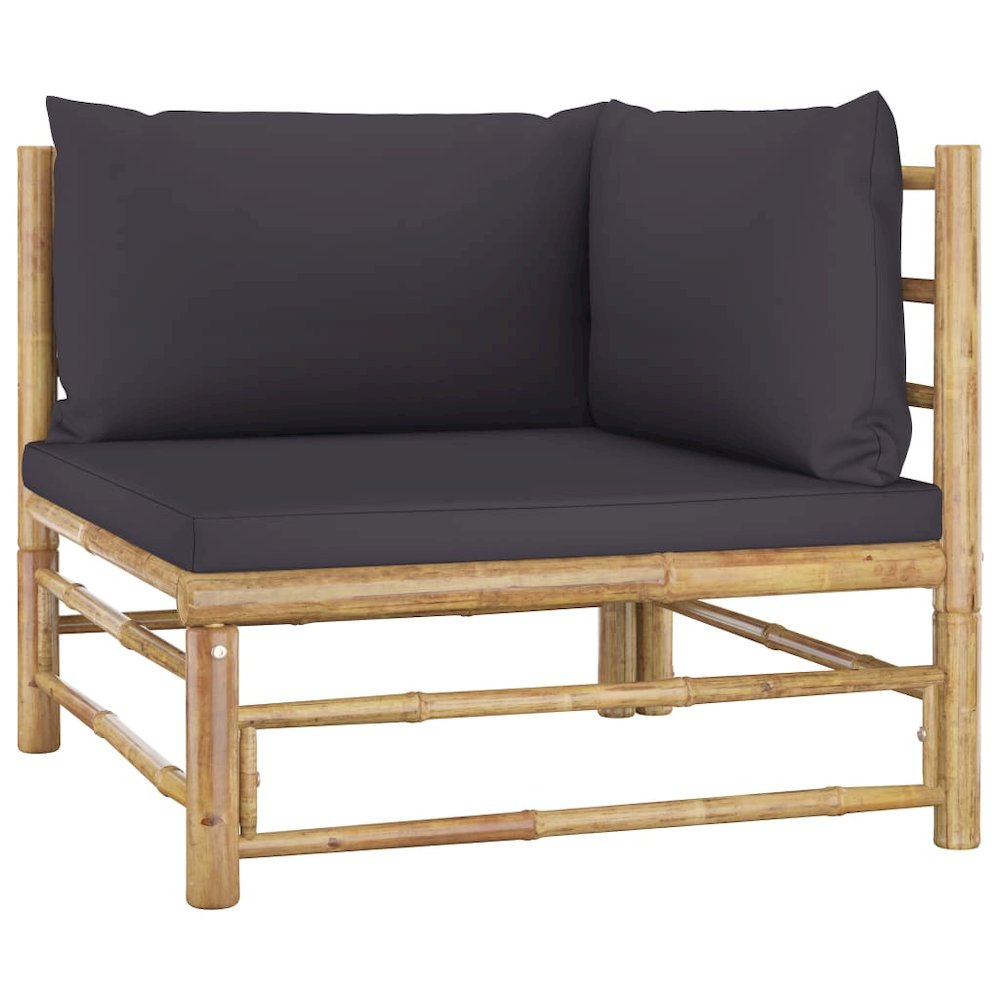 Garden Lounge Set Dark Grey, Bamboo Bamboo, Fabric (100% polyester). Picture 3