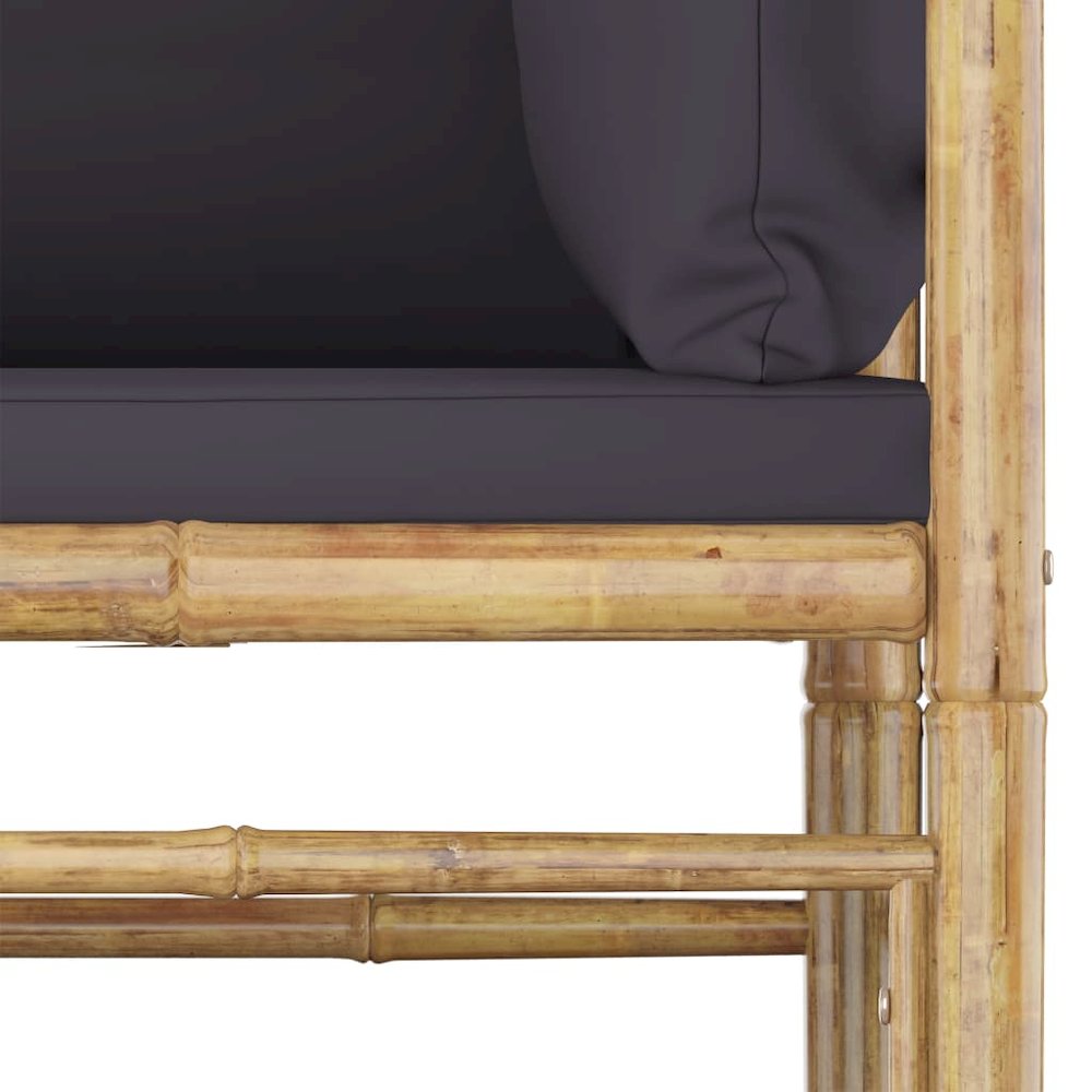 Garden Lounge Set Dark Grey, Bamboo Bamboo, Fabric (100% polyester). Picture 4