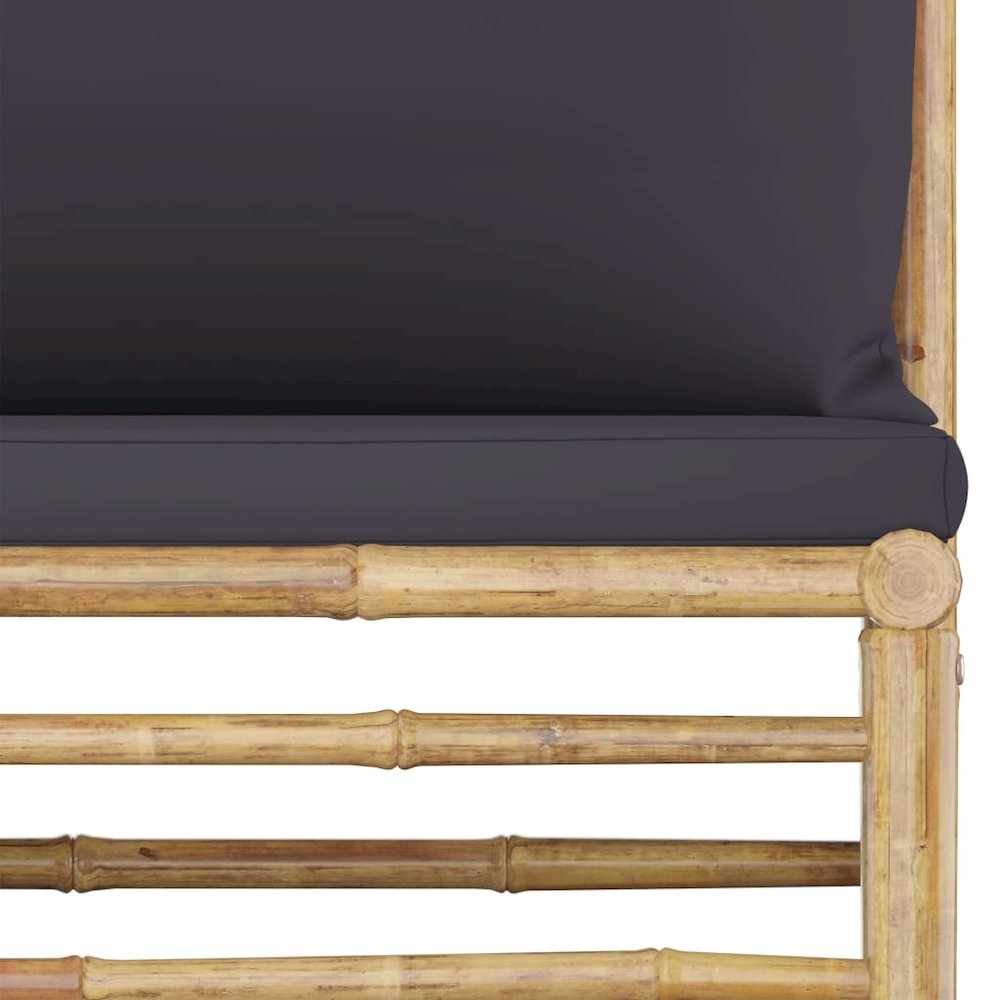Garden Lounge Set Dark Grey, Bamboo Bamboo, Fabric (100% polyester). Picture 6
