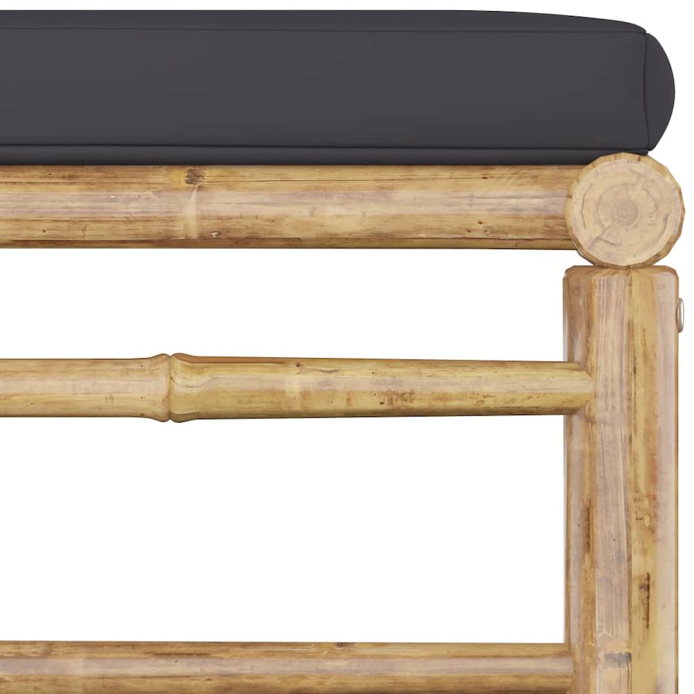 Garden Lounge Set Dark Grey, Bamboo Bamboo, Fabric (100% polyester). Picture 8