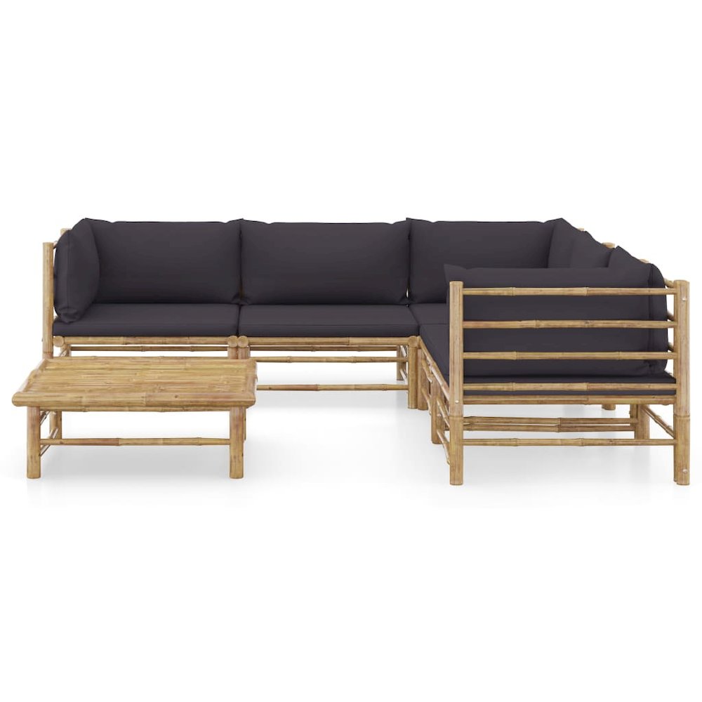 Garden Lounge Set Dark Grey Bamboo Large Modular. Picture 2