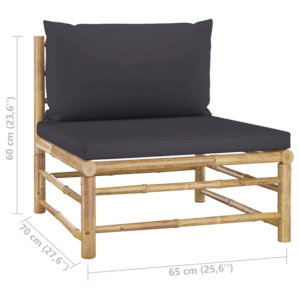 Garden Lounge Set Dark Grey Bamboo Large Modular. Picture 10