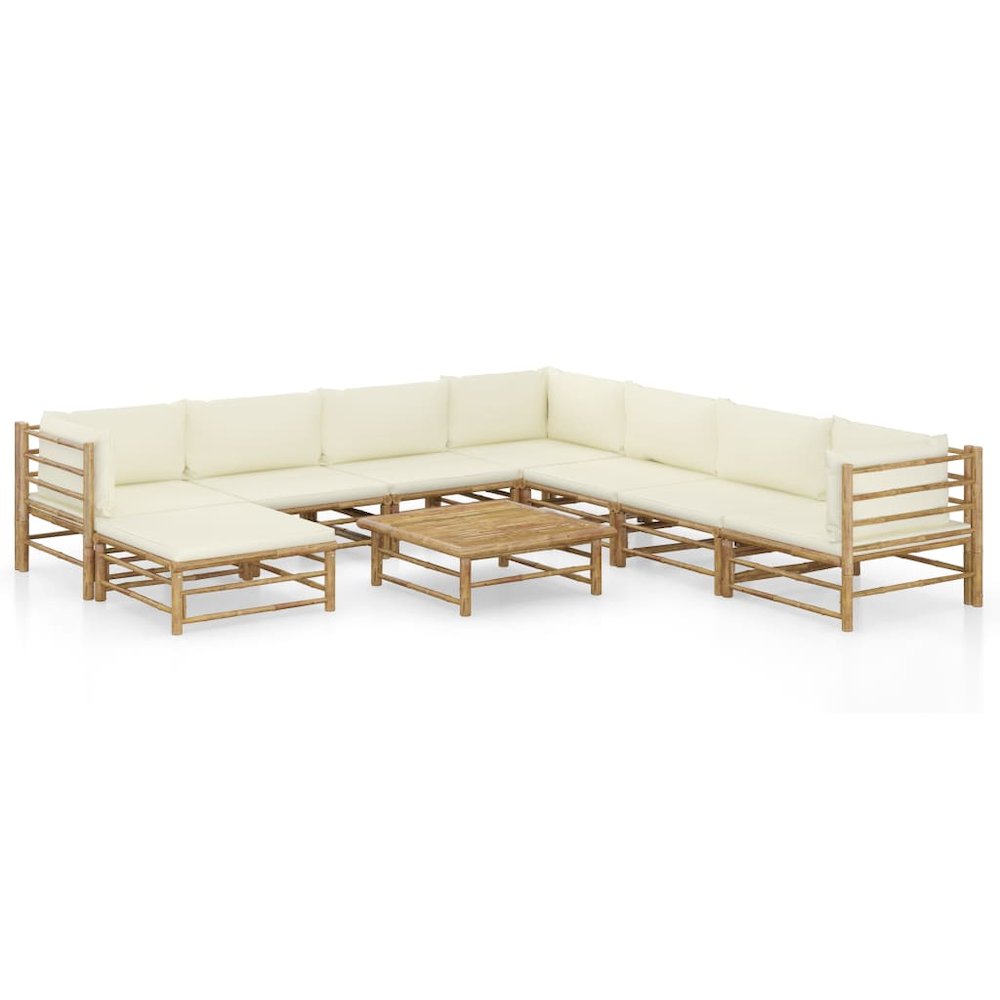 Garden Lounge Set Bamboo, Cream White Bamboo, 100% polyester. Picture 1