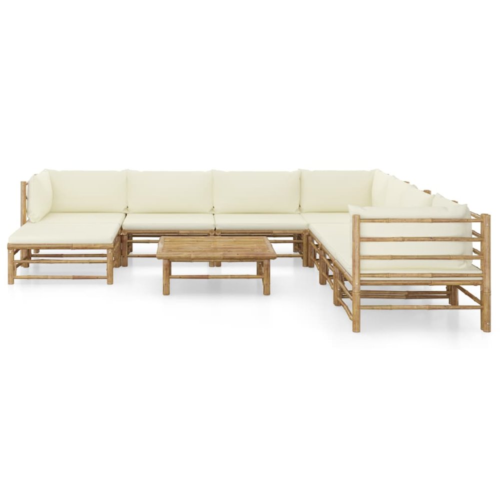 Garden Lounge Set Bamboo, Cream White Bamboo, 100% polyester. Picture 2