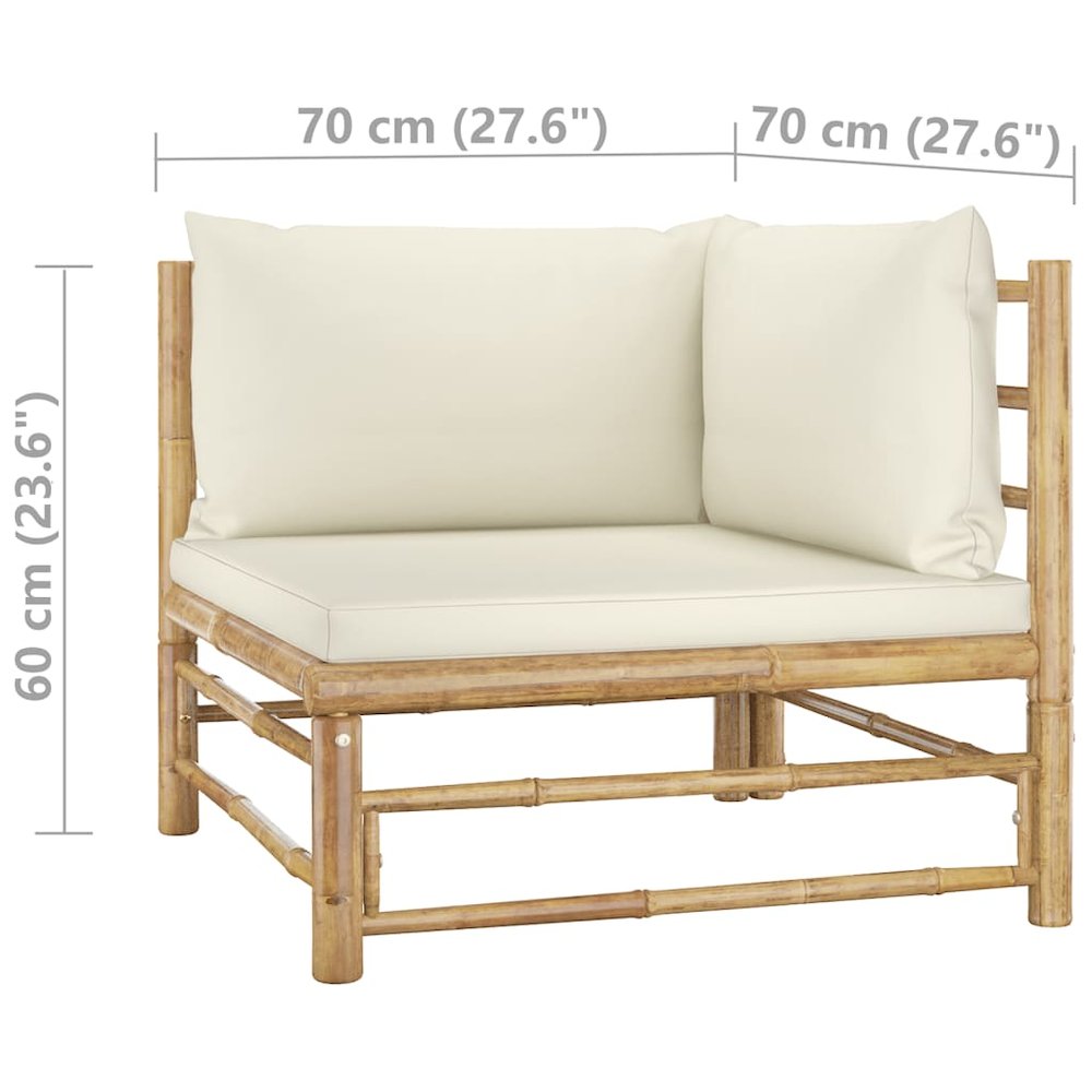 Garden Lounge Set Bamboo, Cream White Bamboo, 100% polyester. Picture 11