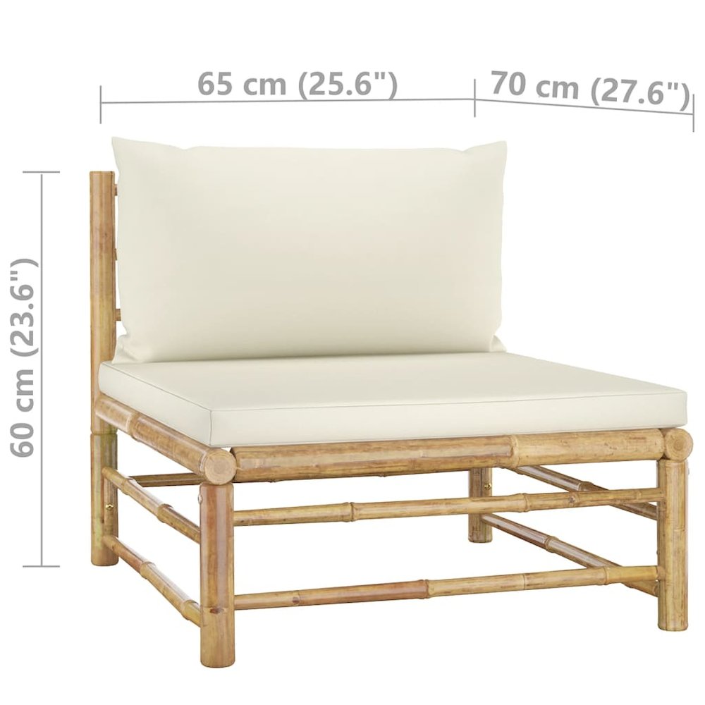 Garden Lounge Set Bamboo, Cream White Bamboo, 100% polyester. Picture 12