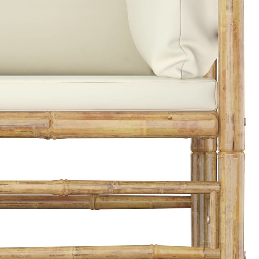 Garden Lounge Set Bamboo, Cream White Bamboo, 100% polyester. Picture 4