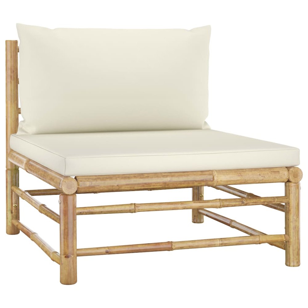 Garden Lounge Set Bamboo, Cream White Bamboo, 100% polyester. Picture 5