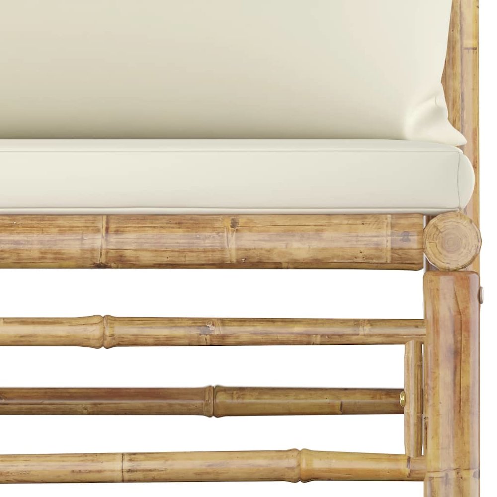 Garden Lounge Set Bamboo, Cream White Bamboo, 100% polyester. Picture 6