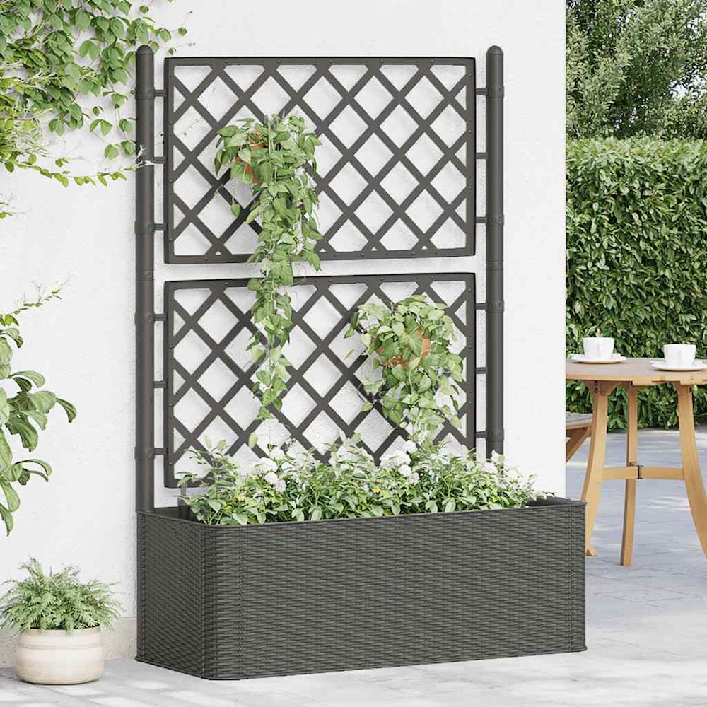 Raised Bed Anthracite Plastic (PP) 39.4 x 16.9 x 55.9 in Planters. Picture 3