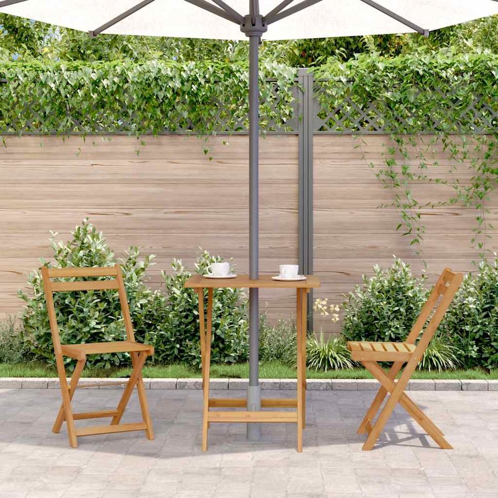 Garden Table Natural wood Solid acacia wood Small Foldable. Picture 3