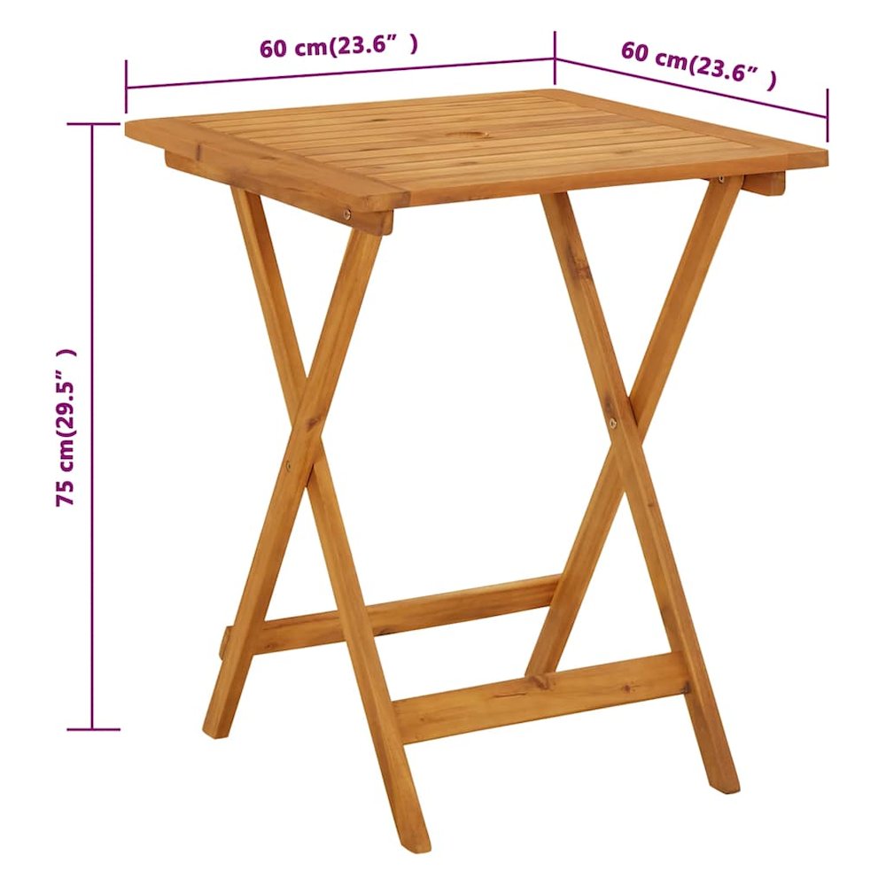 Garden Table Natural wood Solid acacia wood Small Foldable. Picture 10