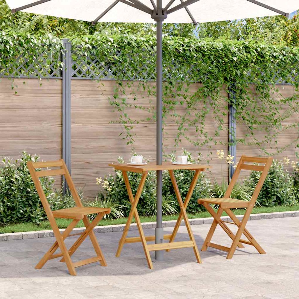 Garden Table Natural wood Solid acacia wood Small Foldable. Picture 2