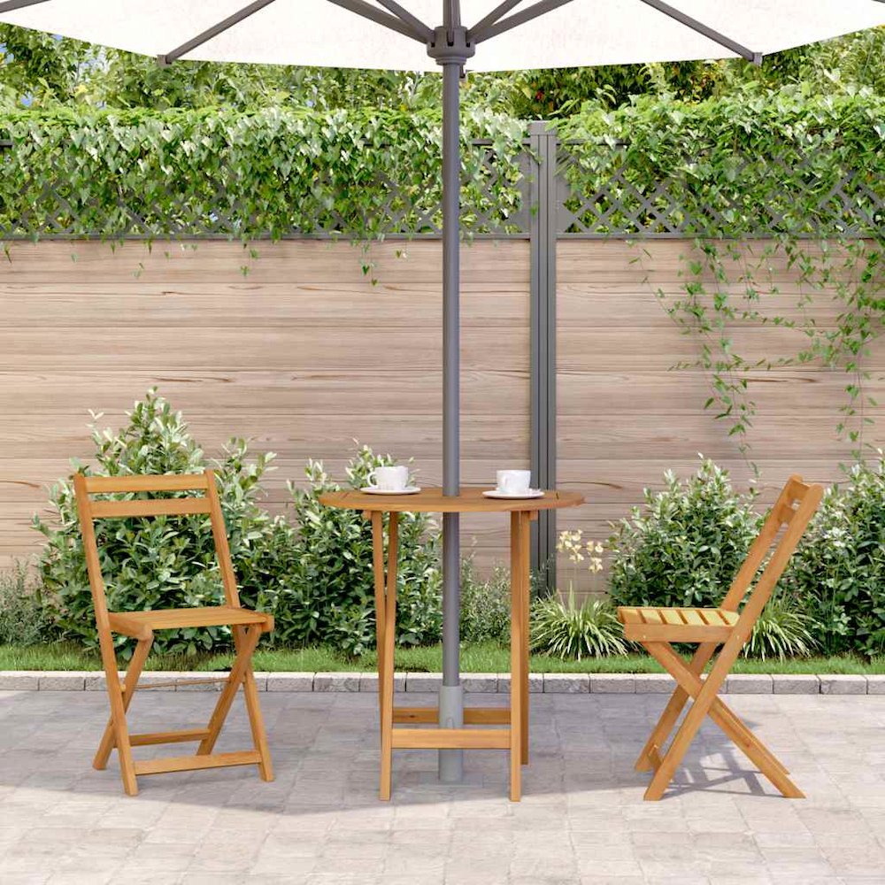 Garden Table Natural Solid Acacia Wood Medium Foldable. Picture 3
