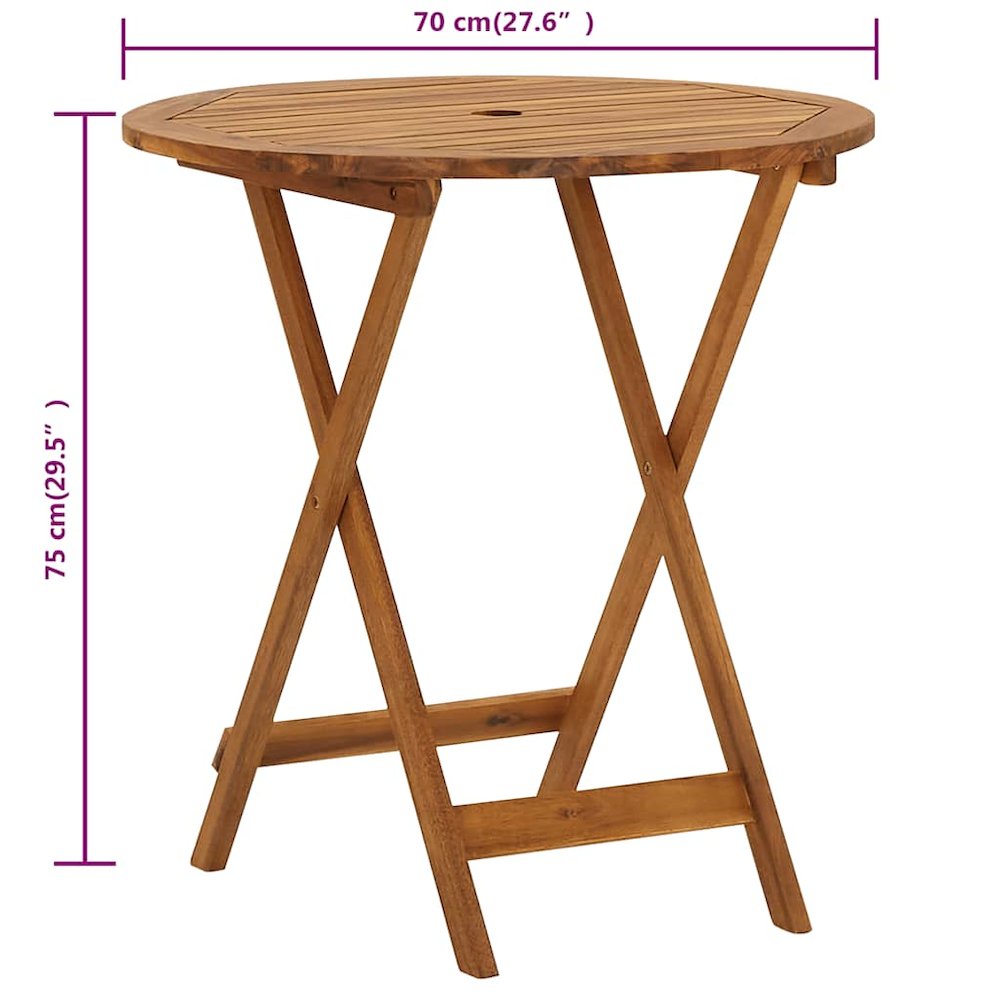 Garden Table Natural Solid Acacia Wood Medium Foldable. Picture 11