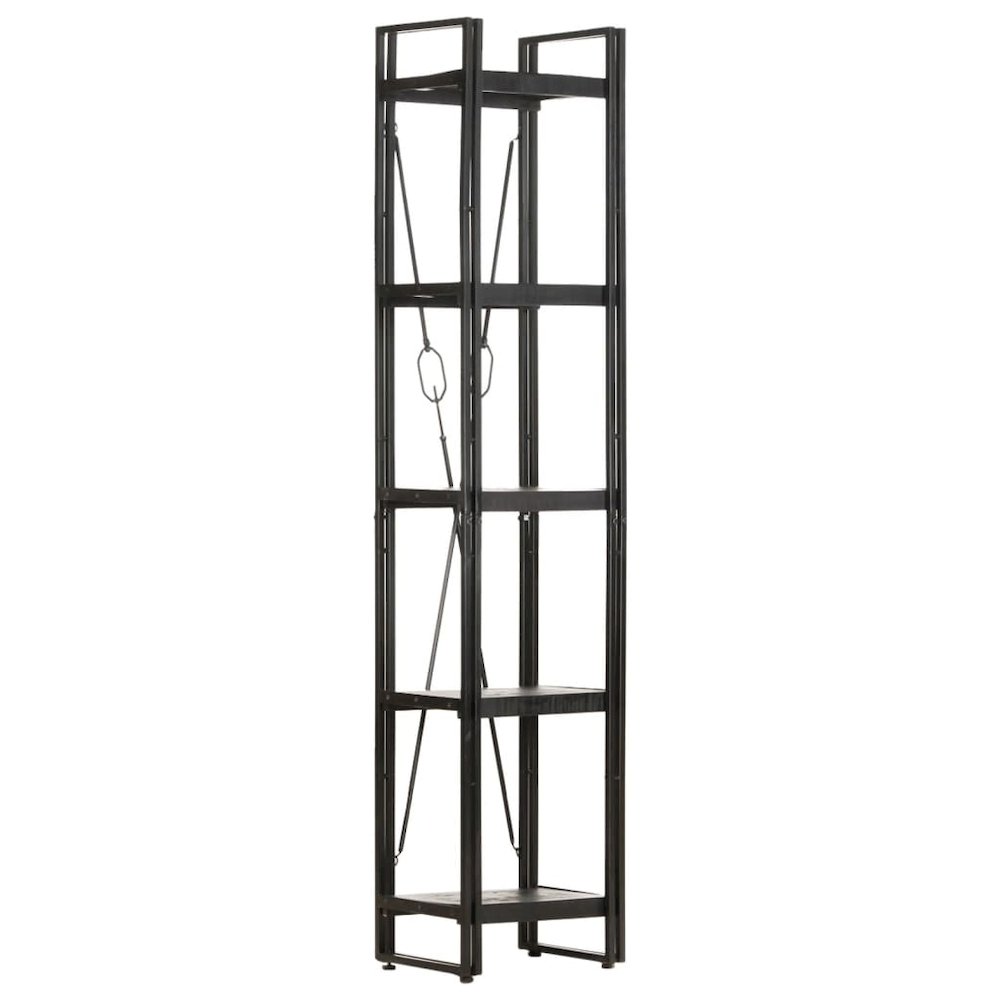 Bookcase Black Solid rough mango wood Medium Industrial. Picture 1