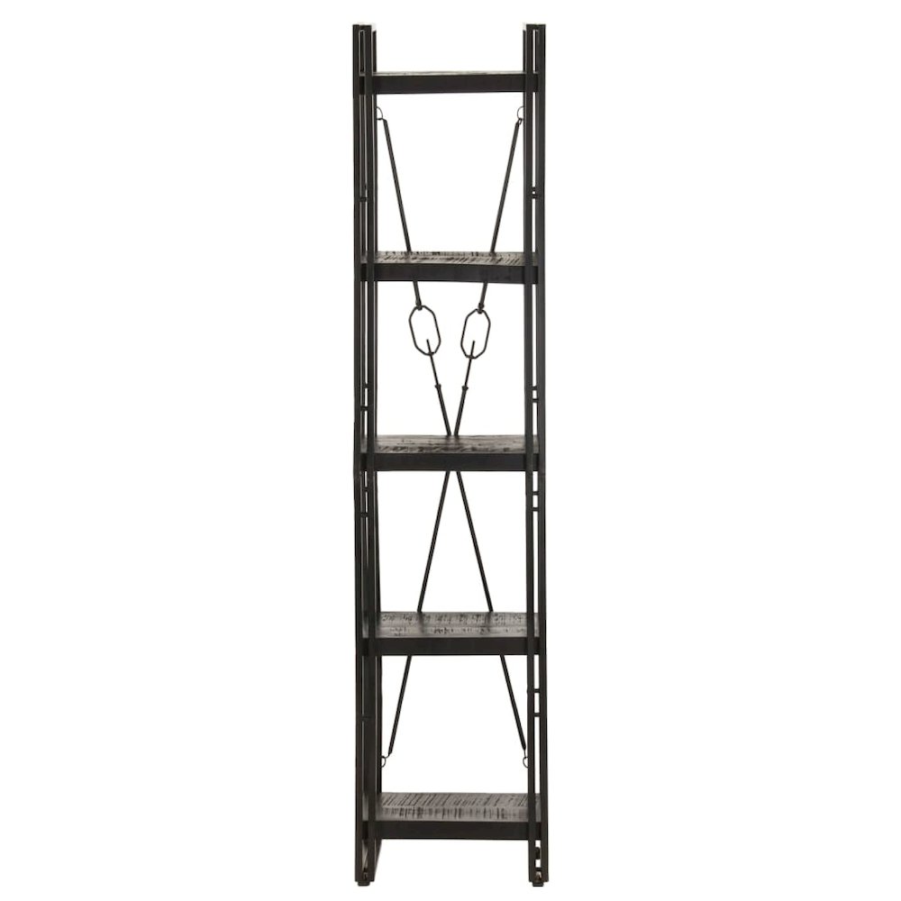 Bookcase Black Solid rough mango wood Medium Industrial. Picture 2