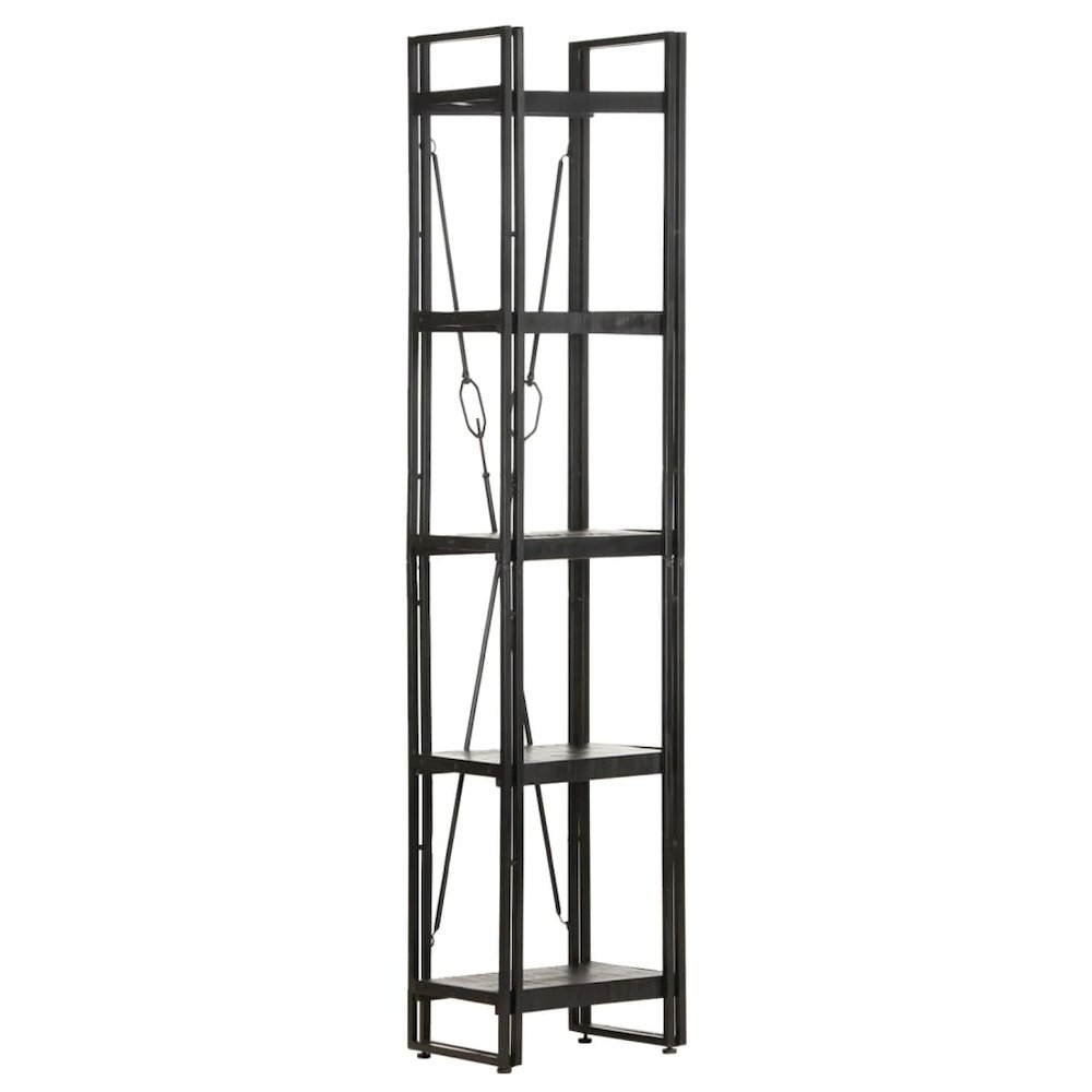 Bookcase Black Solid rough mango wood Medium Industrial. Picture 6