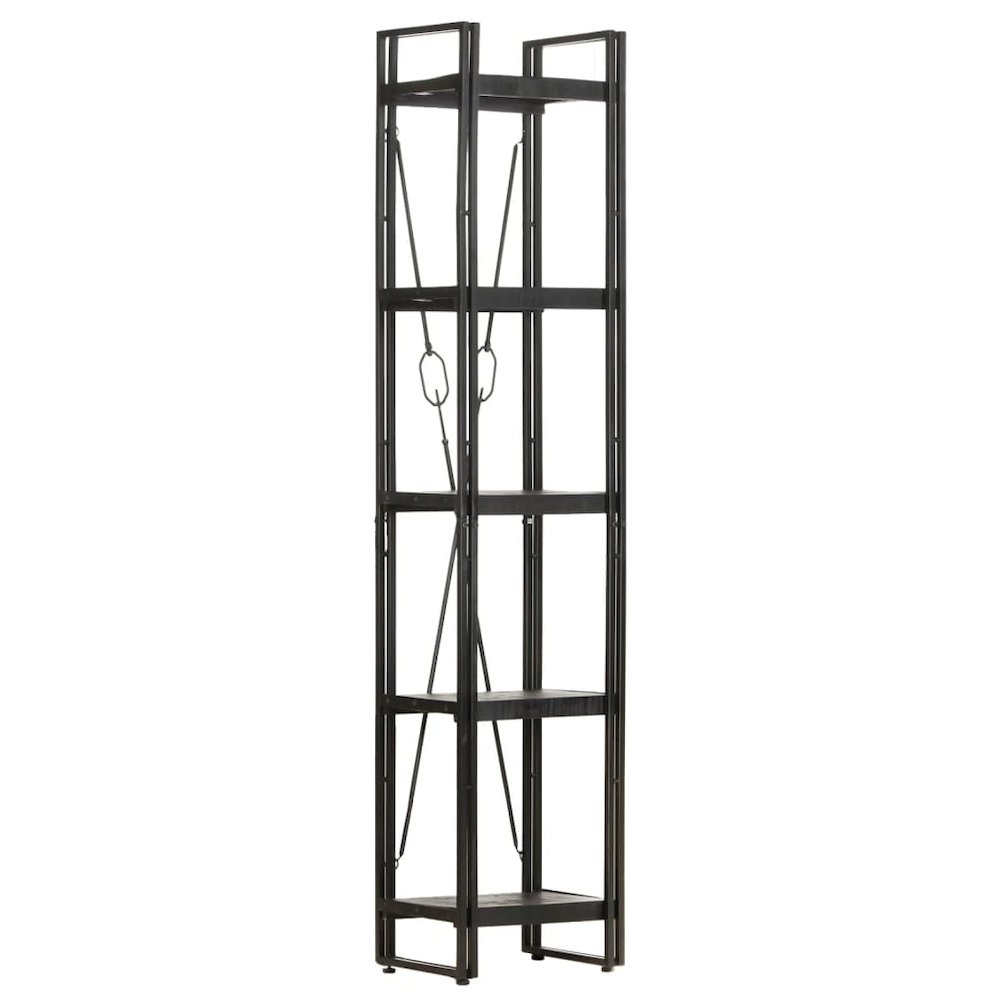 Bookcase Black Solid rough mango wood Medium Industrial. Picture 7