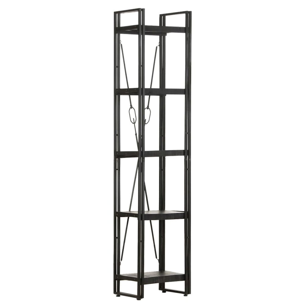 Bookcase Black Solid rough mango wood Medium Industrial. Picture 8