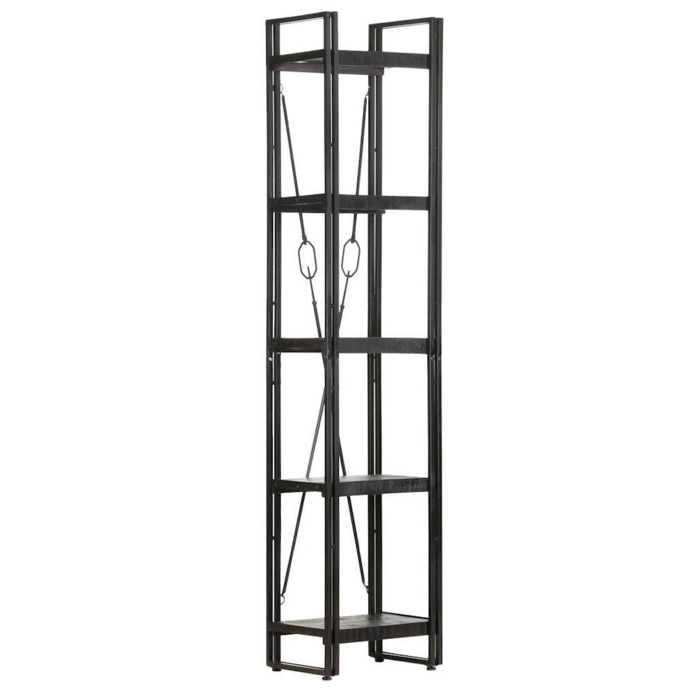 Bookcase Black Solid rough mango wood Medium Industrial. Picture 9