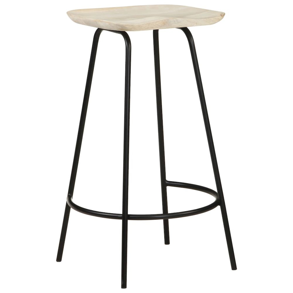 Bar Stool Set of 4 Bleached wood, Black Solid mango wood, Iron. Picture 2