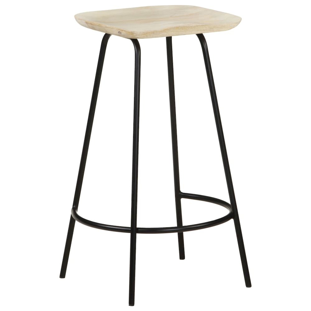Bar Stool Set of 4 Bleached wood, Black Solid mango wood, Iron. Picture 11