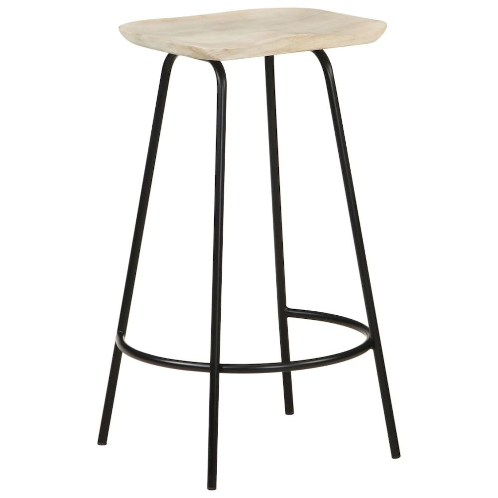 Bar Stool Set of 4 Bleached wood, Black Solid mango wood, Iron. Picture 12