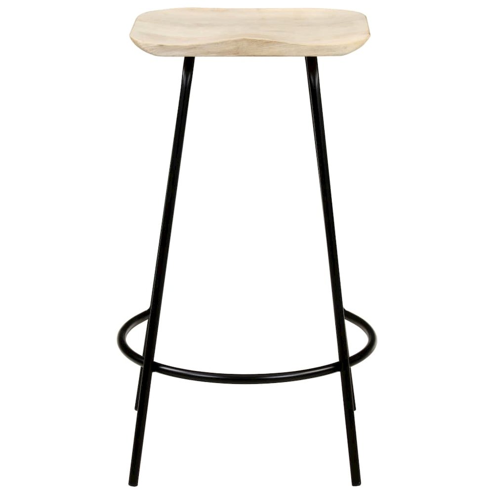 Bar Stool Set of 4 Bleached wood, Black Solid mango wood, Iron. Picture 3