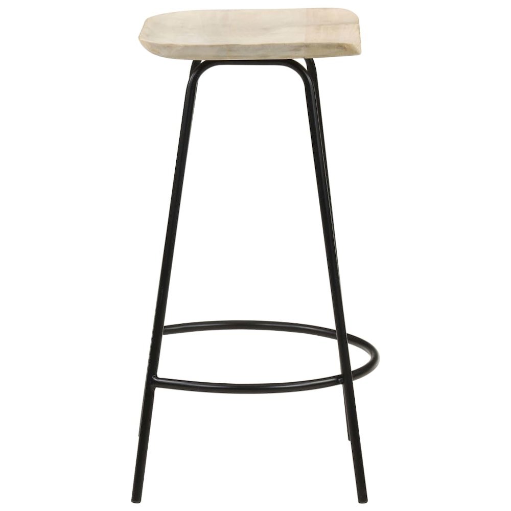 Bar Stool Set of 4 Bleached wood, Black Solid mango wood, Iron. Picture 4