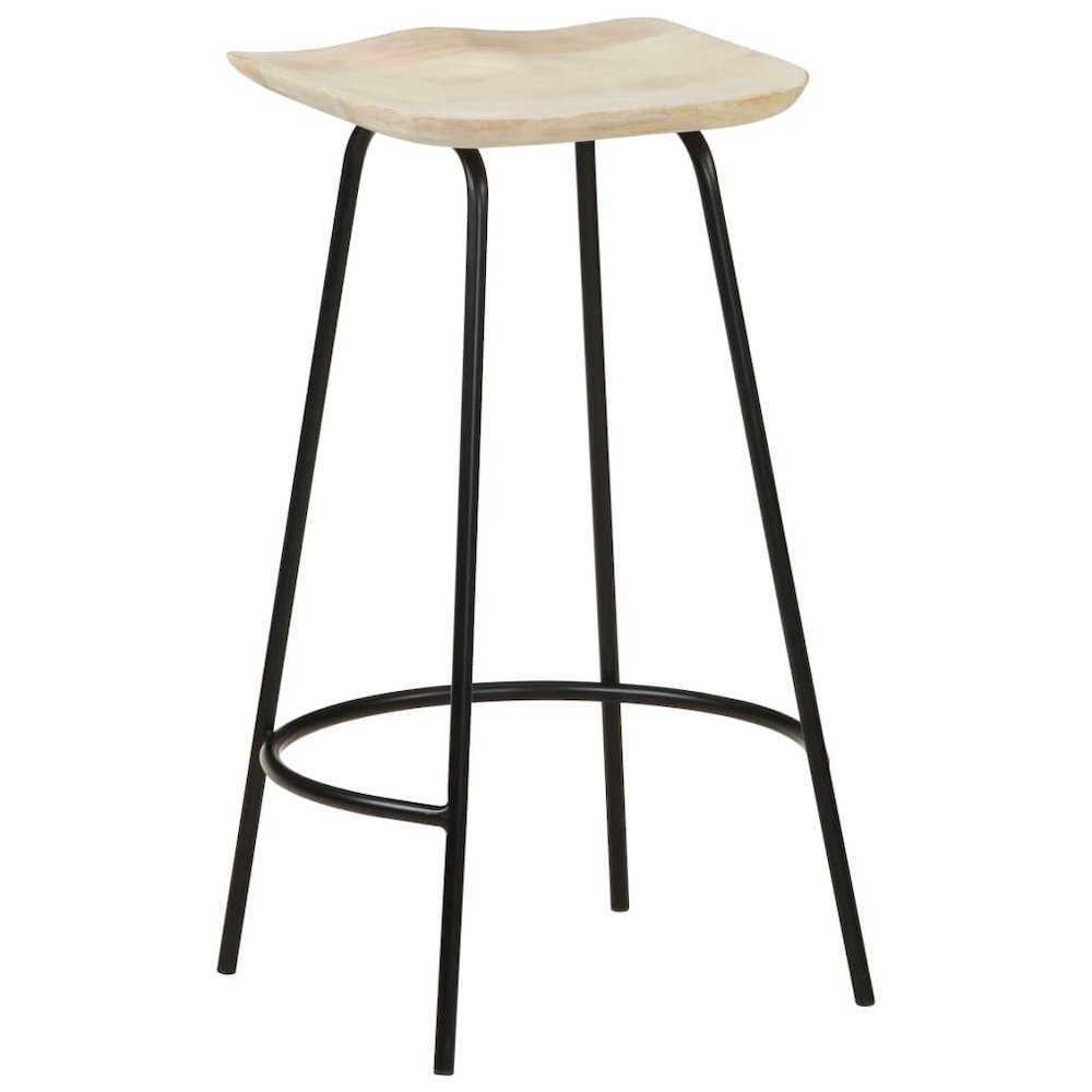 Bar Stool Set of 4 Bleached wood, Black Solid mango wood, Iron. Picture 5