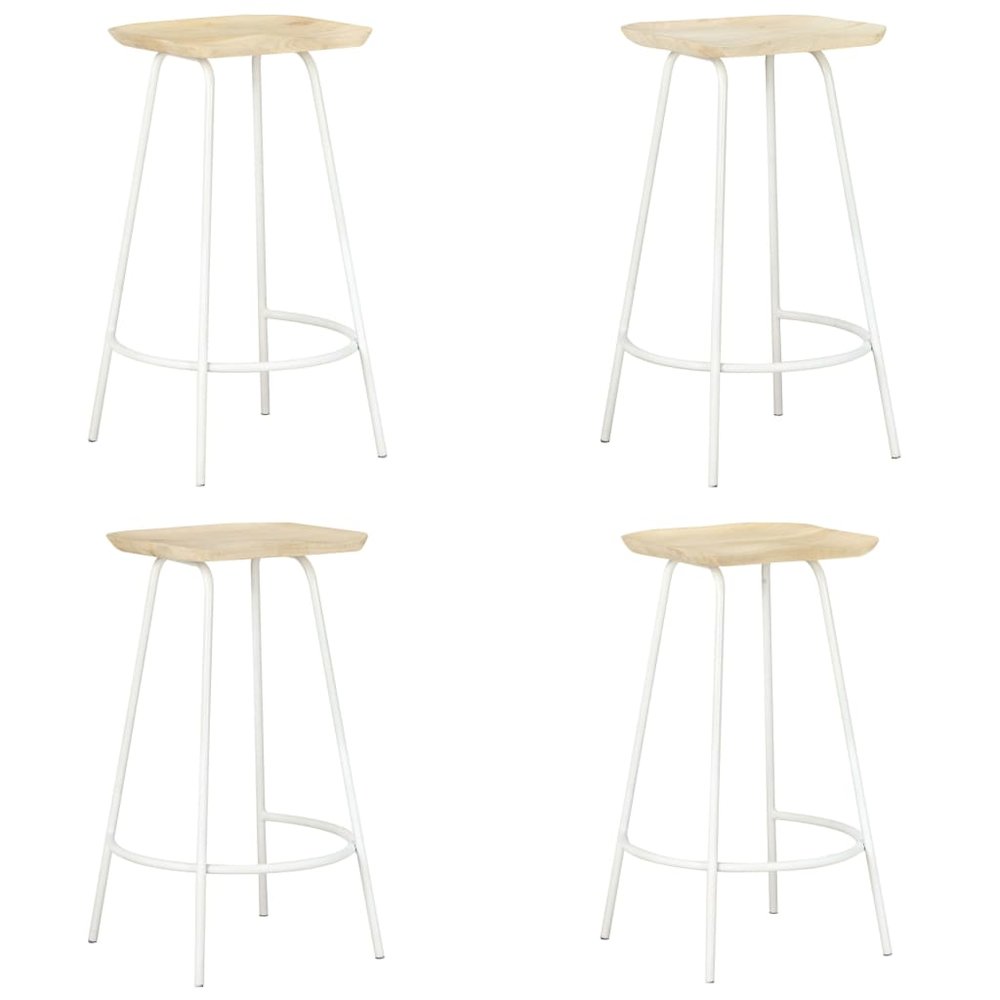 Bar Stool Set of 4 Bleached wood and white. Picture 1