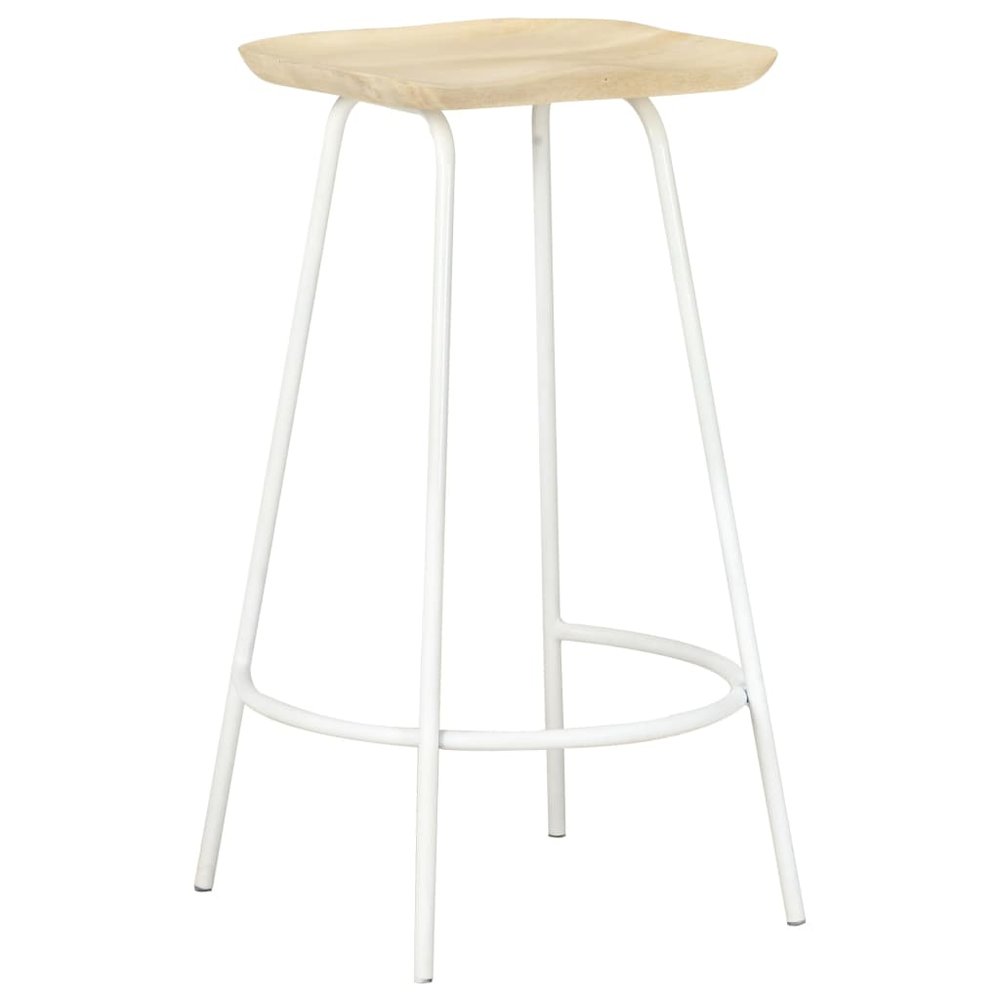 Bar Stool Set of 4 Bleached wood and white. Picture 2