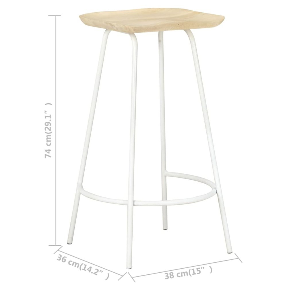 Bar Stool Set of 4 Bleached wood and white. Picture 11