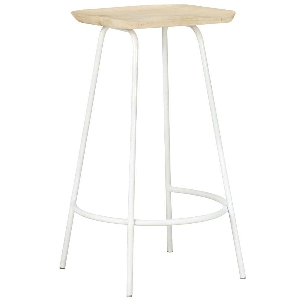 Bar Stool Set of 4 Bleached wood and white. Picture 12