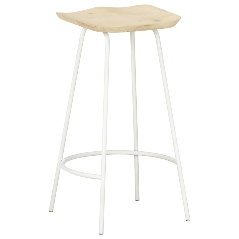 Bar Stool Set of 4 Bleached wood and white. Picture 3