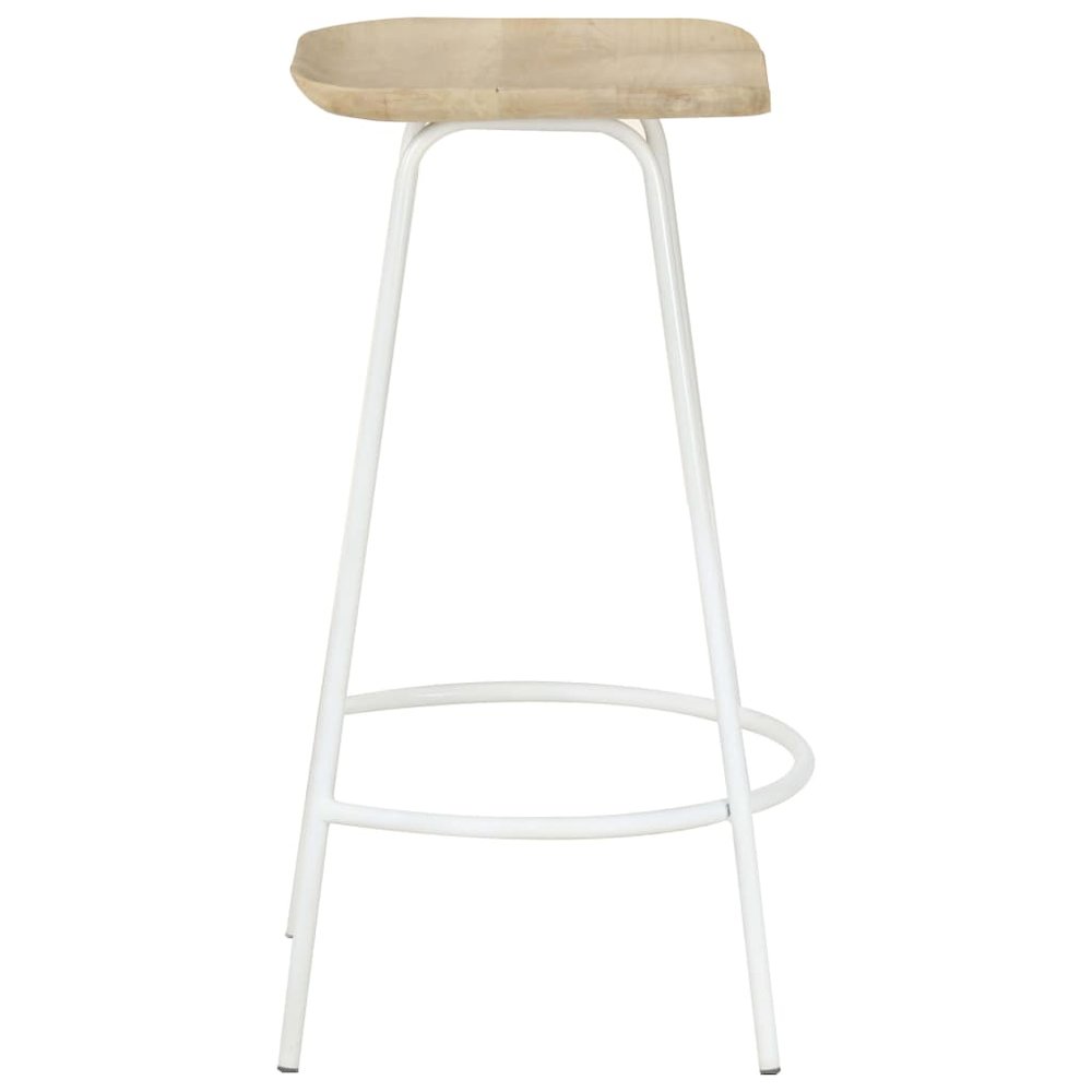 Bar Stool Set of 4 Bleached wood and white. Picture 5