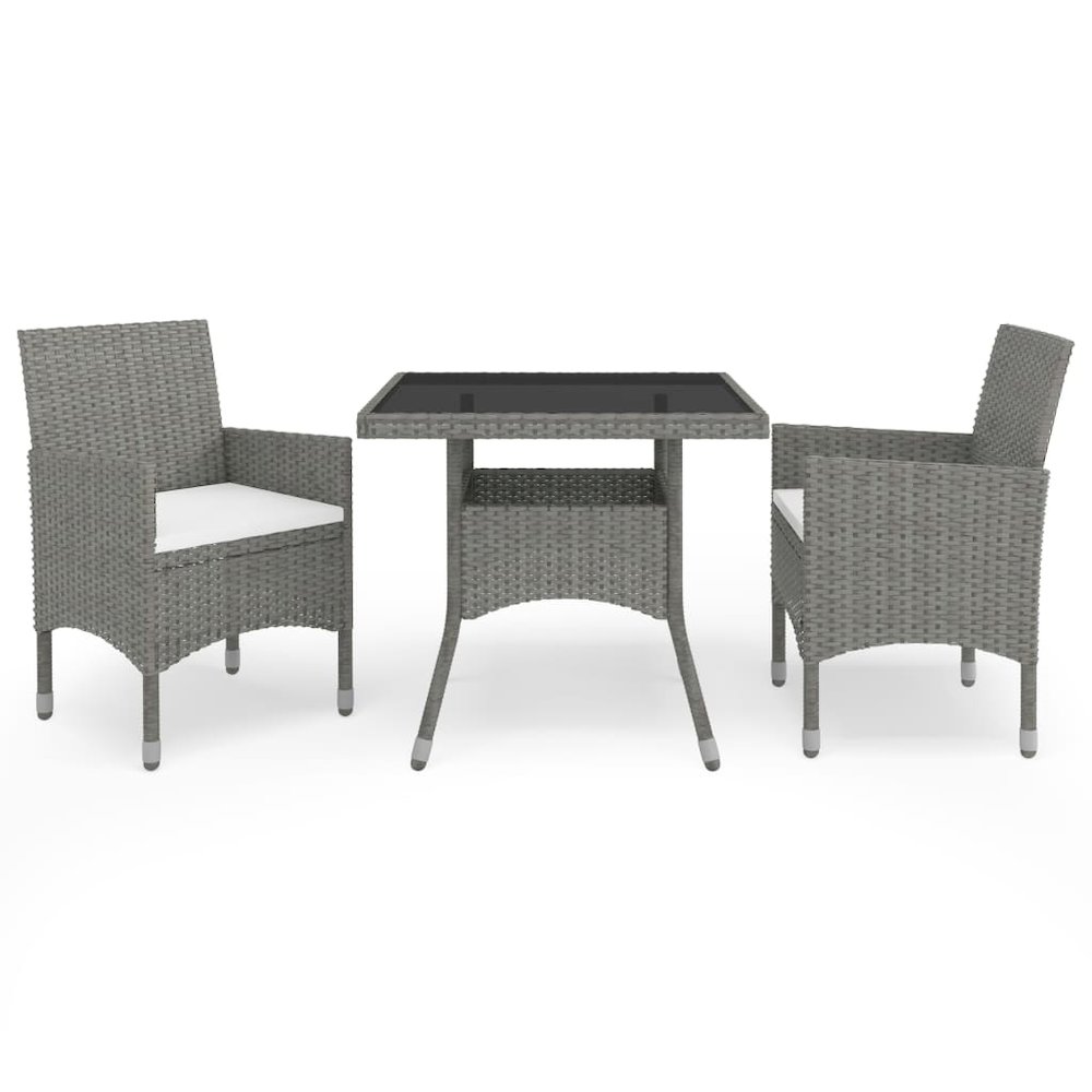 Dining Set Grey Poly Rattan Small Removable Covers Dining Set. Picture 1
