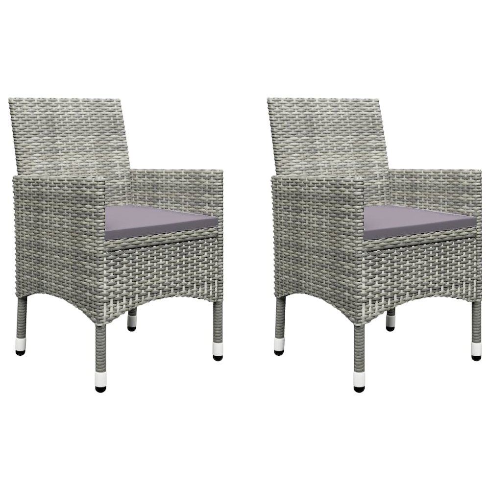 Bistro Set Grey Poly Rattan and Tempered Glass Small Foldable. Picture 3