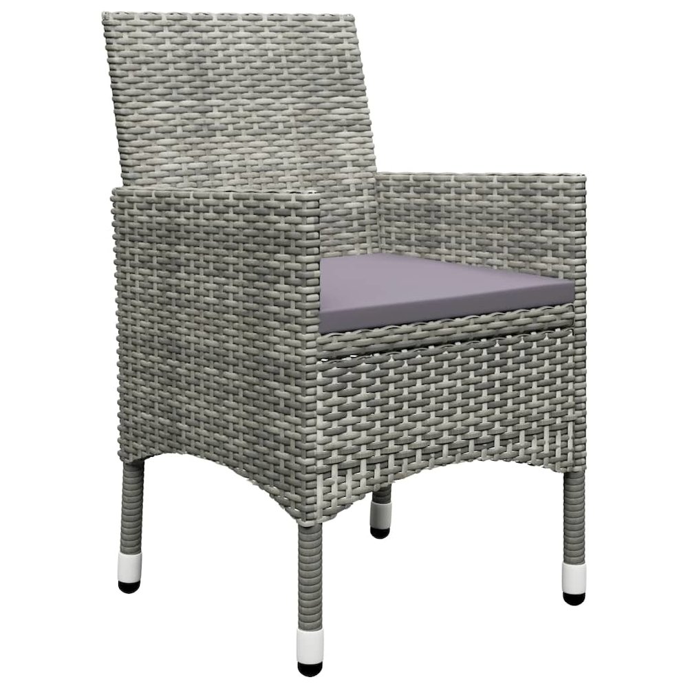 Bistro Set Grey Poly Rattan and Tempered Glass Small Foldable. Picture 4